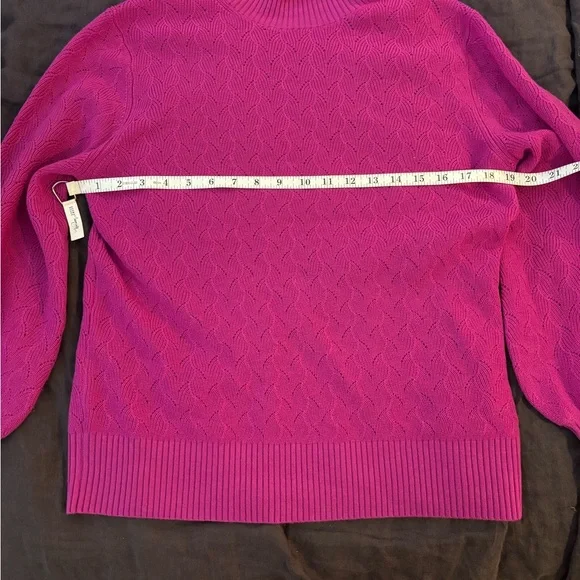 Trina Turk Vibrant Pink Turtleneck Sweater 100% Merino Wool - Picture 7 of 8